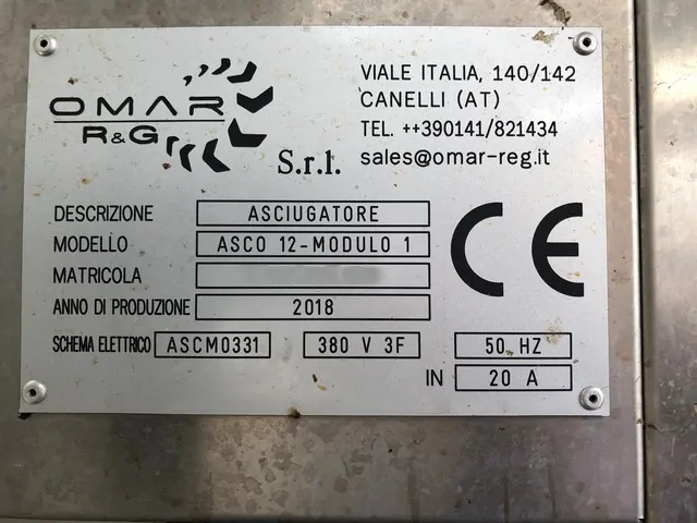 Tunnel Essiccatore Usato Omar 2018